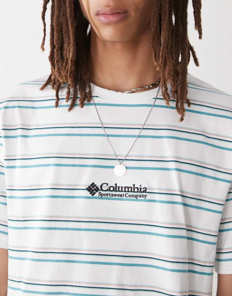 Columbia Columbia Somer Slope II striped  t-shirt in blue and white 3