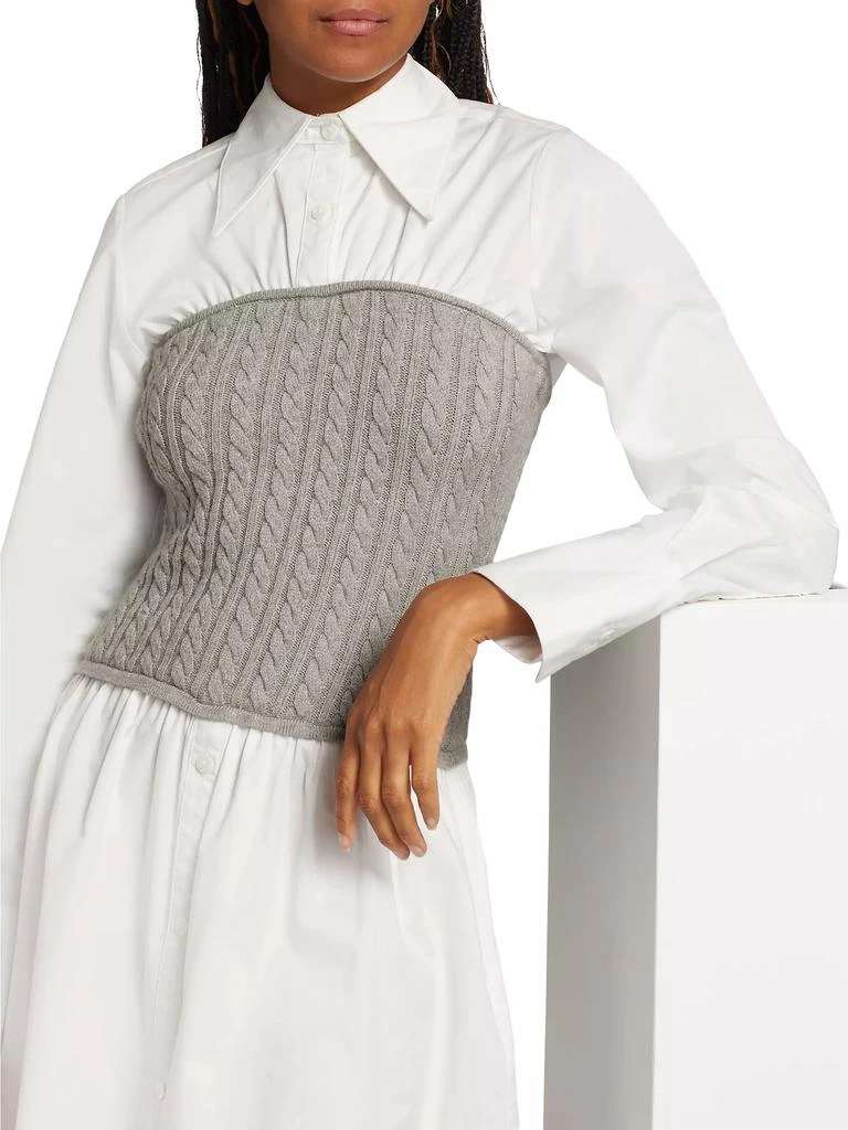 En Saison Waverly Cotton & Cable-Knit Shirtdress 6