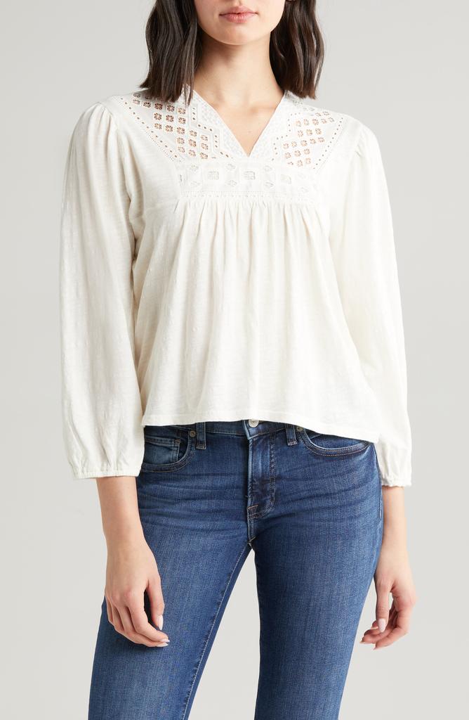 lucky brand white peasant top