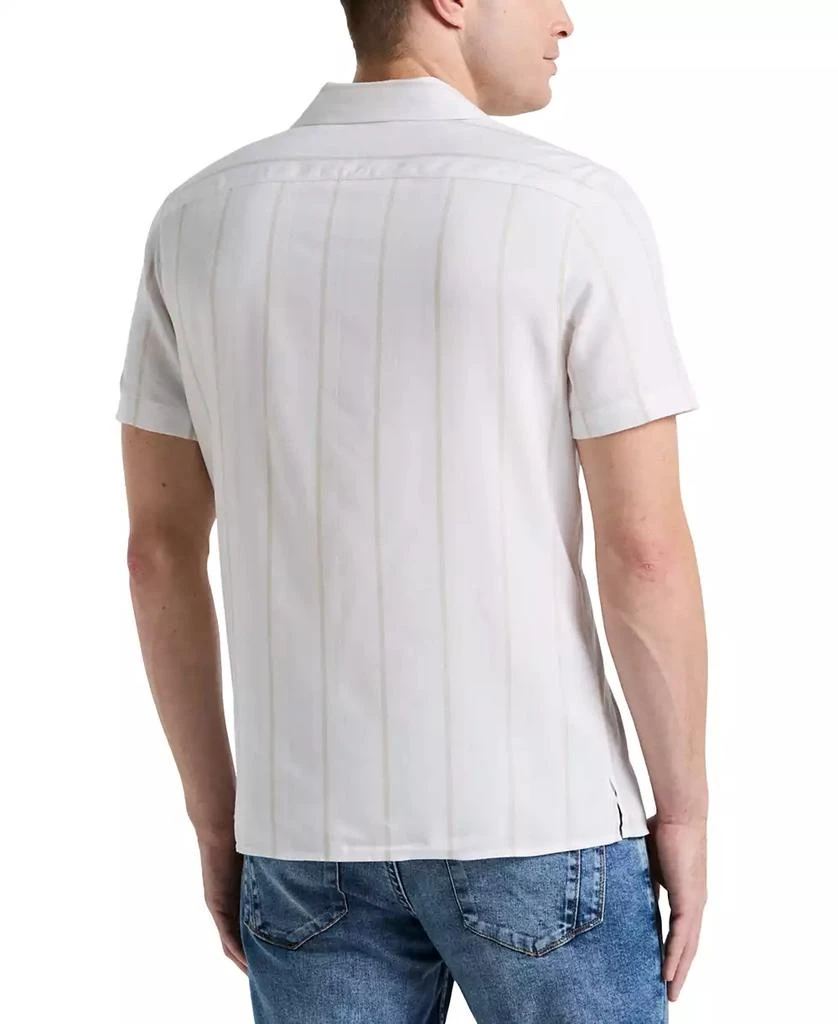 Perry Ellis Men
s Short Sleeve Striped Button-Front Camp Shirt 4