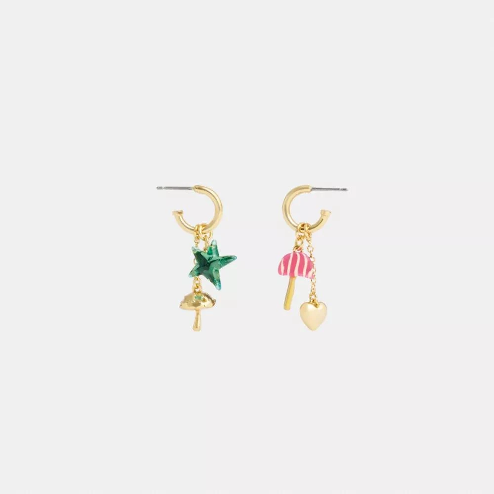 Coach Coach X Observed By Us Mismatch Star And Mushroom Huggie Earrings 3