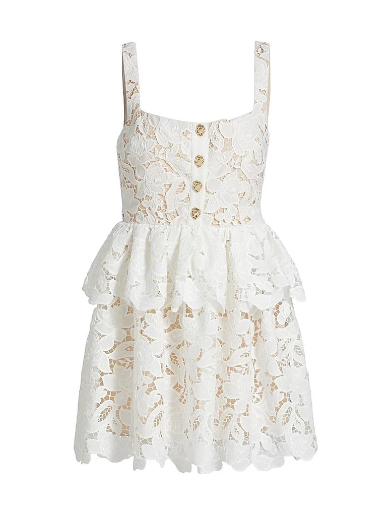 Self Portrait Lace Tiered Peplum A-Line Minidress