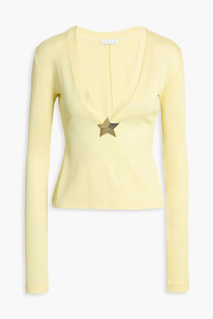 AREA Embellished ribbed jersey top 1