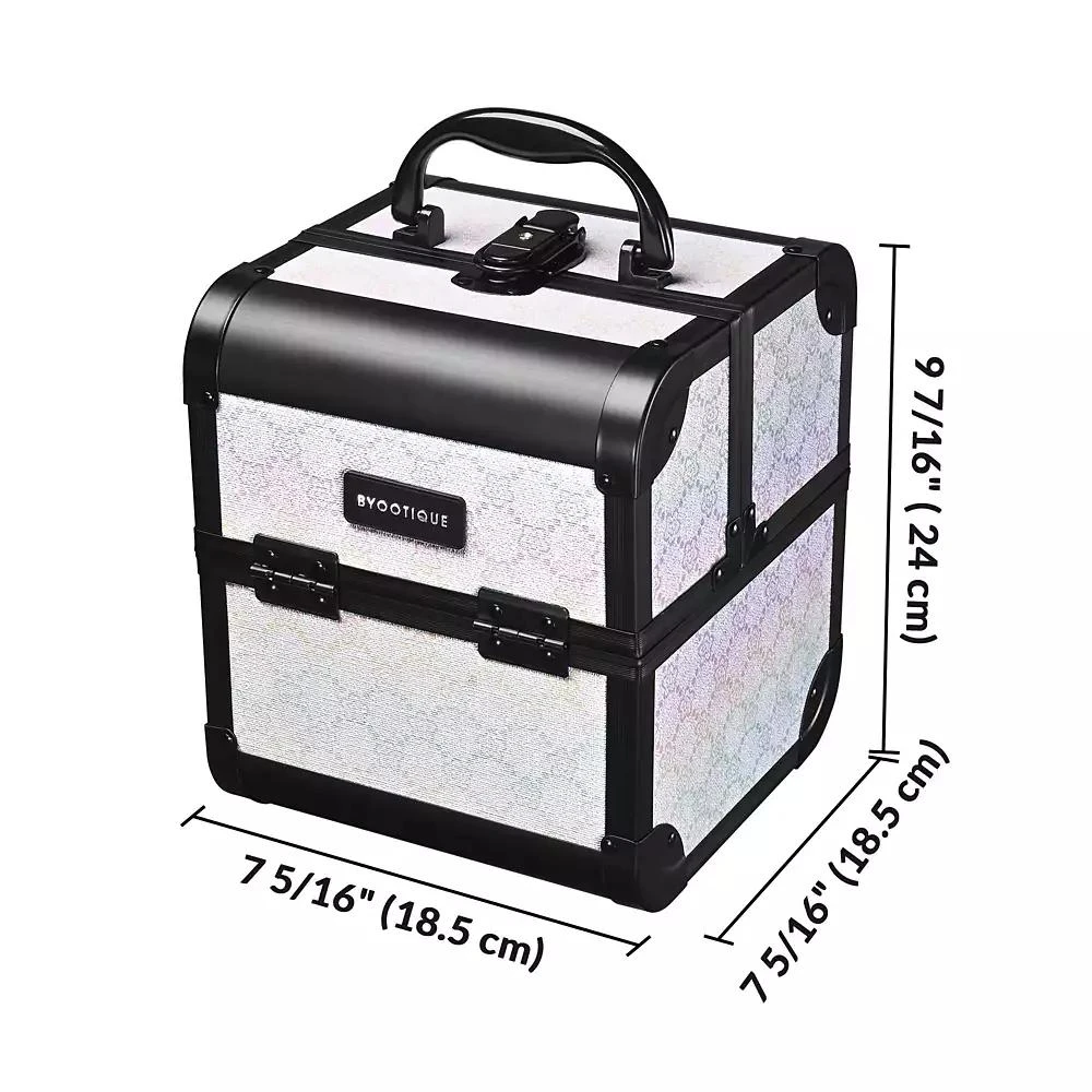 Byootique Makeup Train Case Cosmetic Organizer w/ Mirror Artist Grace ForgetMeNot 5