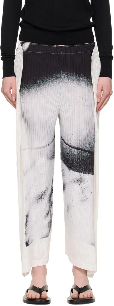 Issey Miyake White & Black Shadow Study Pleats Trousers 1