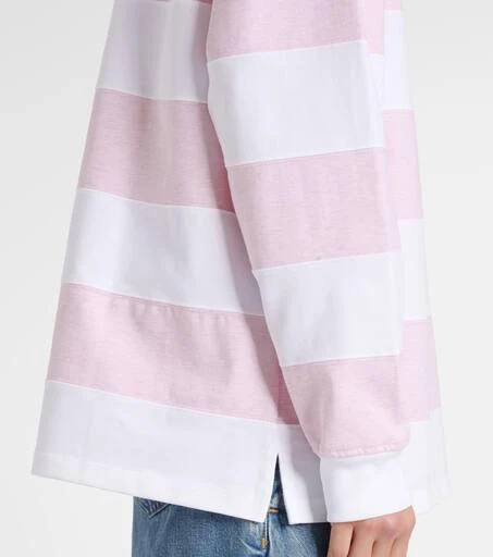 Ganni Striped cotton jersey polo sweater 5