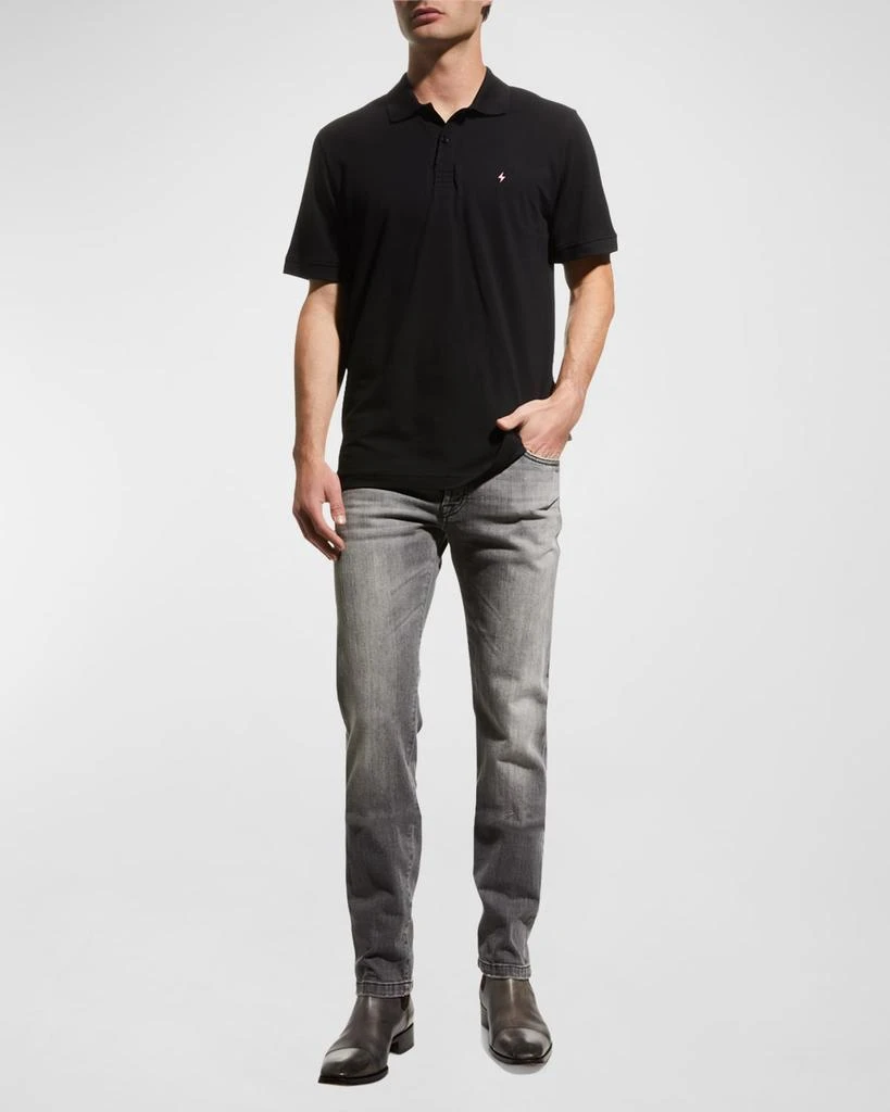 Jared Lang Men's Lightning Bolt Pima Cotton Knit Piqué Polo Shirt 3