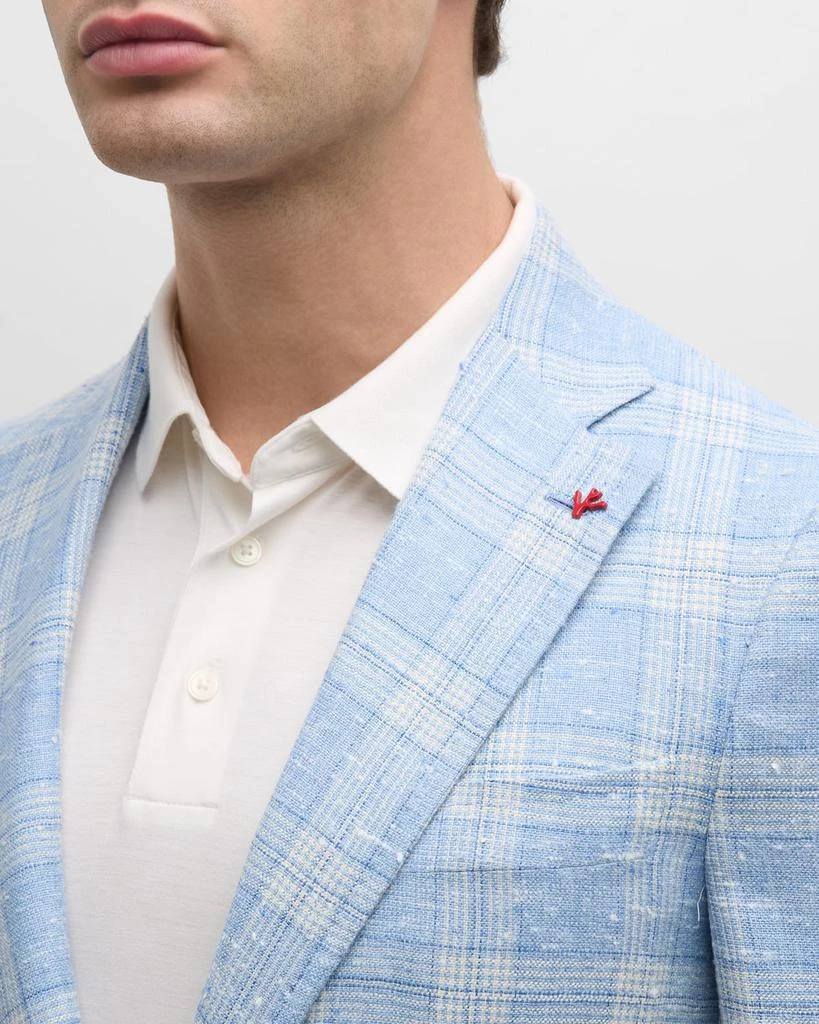 Isaia Men's Plaid Linen-Blend Sport Coat 7
