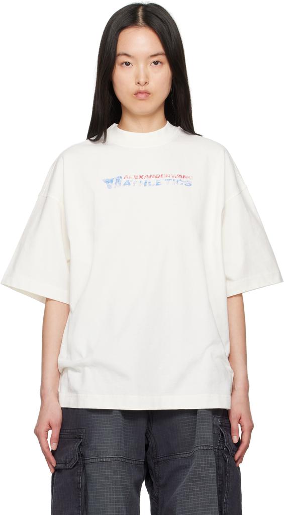 【alexanderwang】ロゴ embossed acid wash shrunken Tシャツ Distressed Logo Shrunken Tee in Cotton Jersey in BLACK