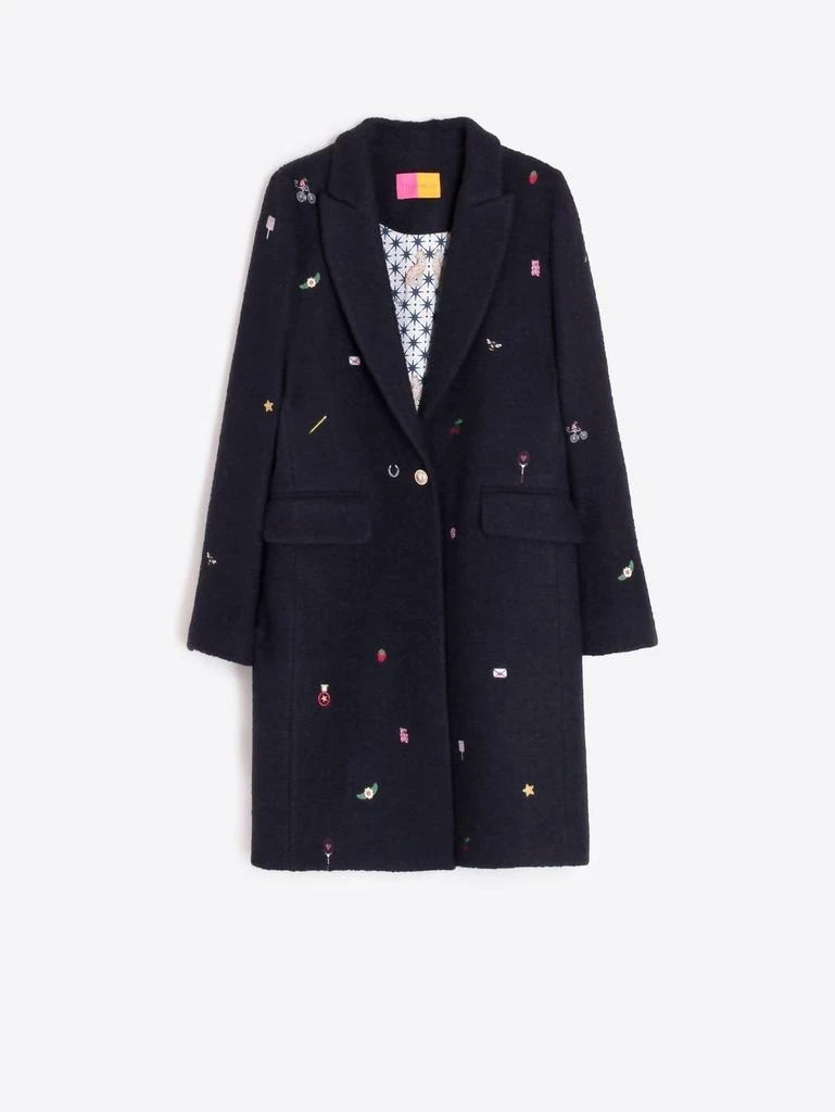 VILAGALLO Vilagallo - Aricia Mini Embroidery Wool Long Coat 3