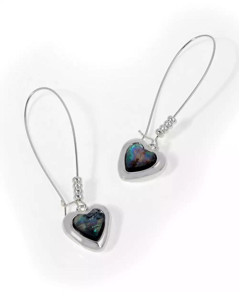Robert Lee Morris Faux Stone Abalone Gem Heart Dangle Earrings