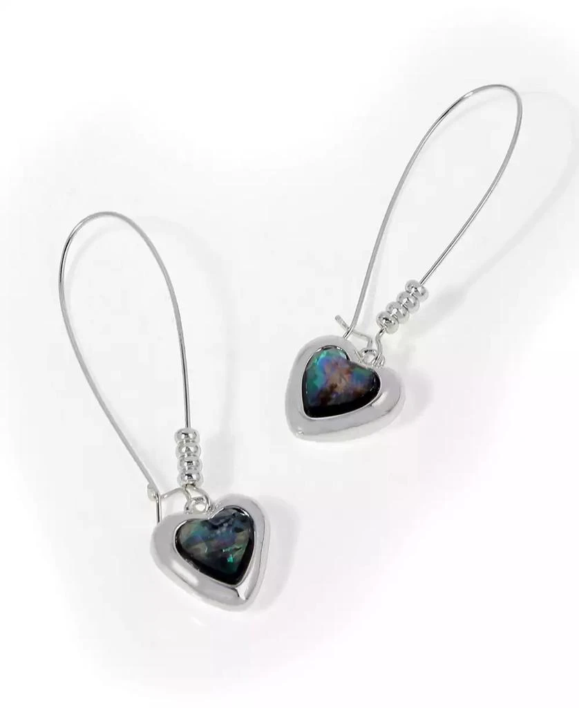 Robert Lee Morris Faux Stone Abalone Gem Heart Dangle Earrings 2
