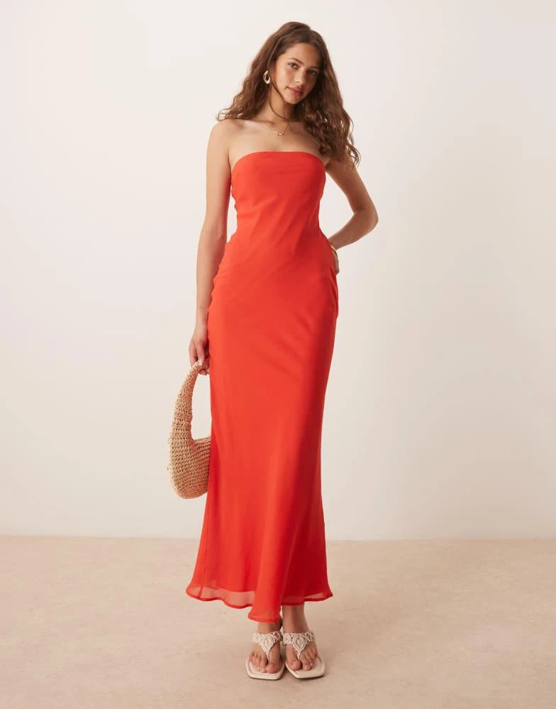 asos red midi dress ASOS EDITION eyelet wide sleeve plunge midi dress in red