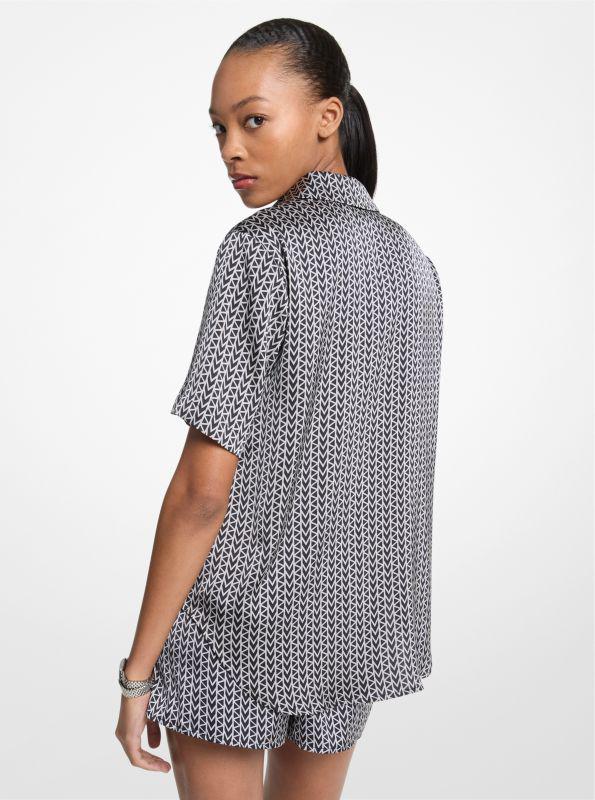 undefined MK2000 Logo Print Satin Camp Shirt