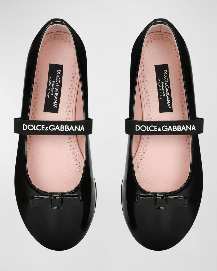 Dolce & Gabbana Girl's Vernice Logo-Print Ballet Flats, Toddlers/Kids 4