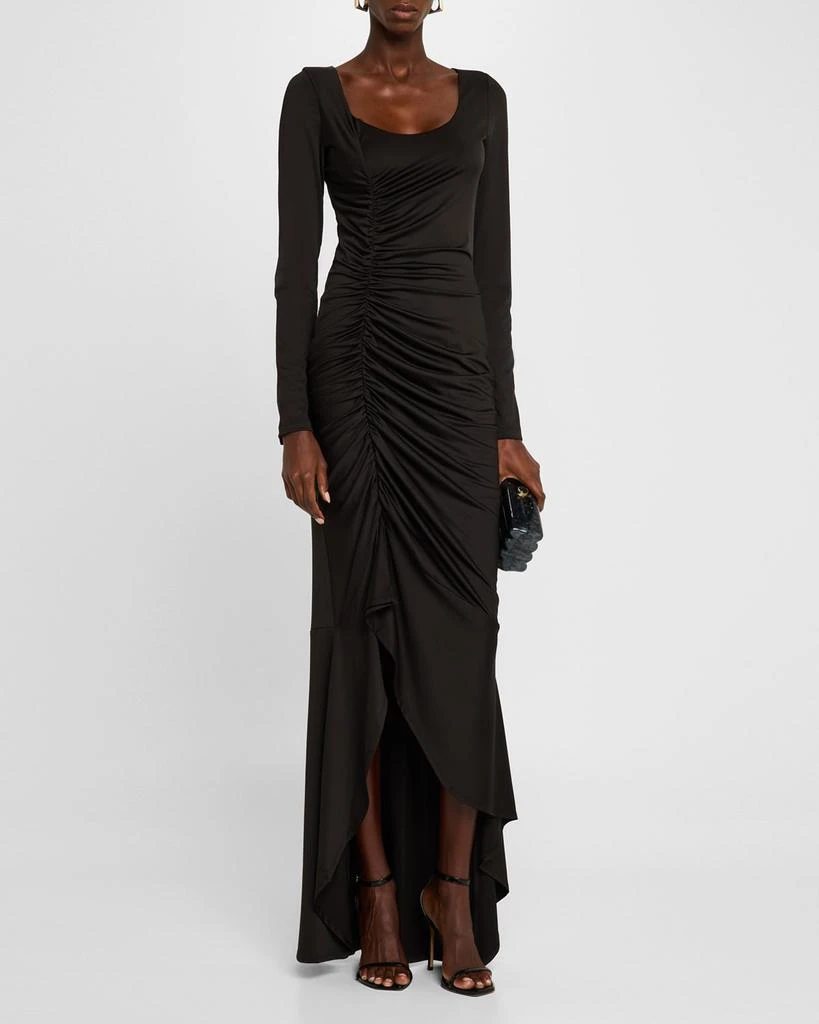 Black Halo Atlanta Ruched High-Low Jersey Maxi Dress 4