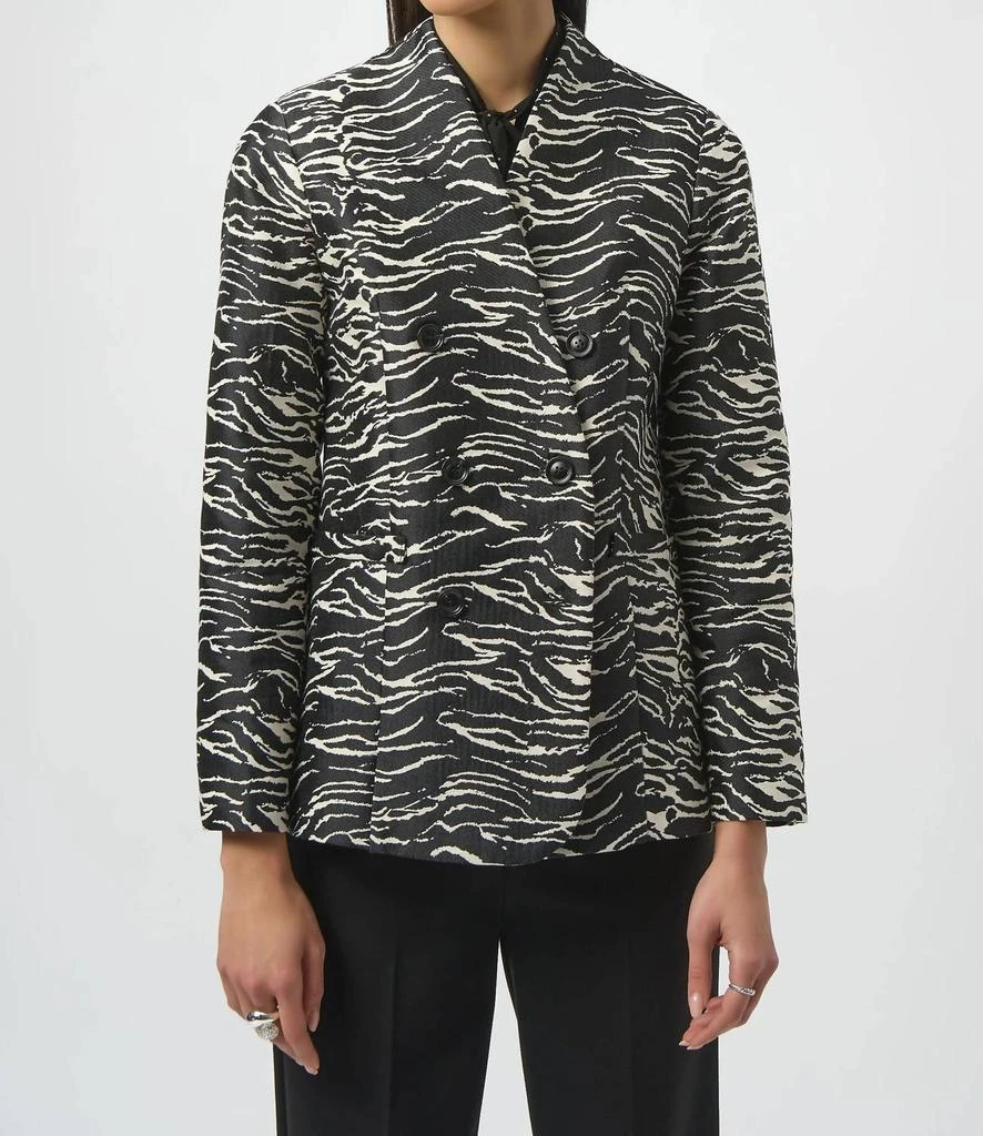 JOSEPH RIBKOFF Joseph Ribkoff - Zebra Print Double Breasted Blazer Jacket