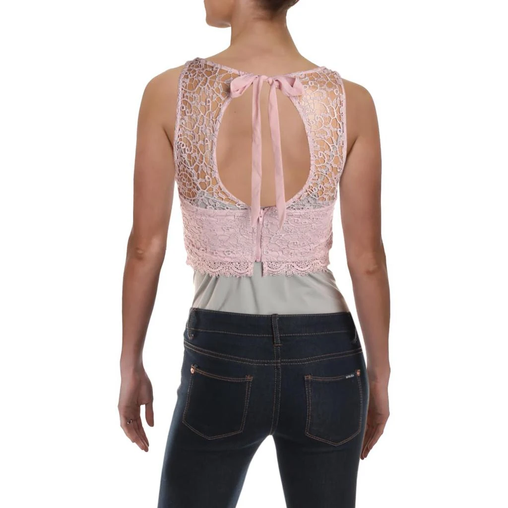 Sequin Hearts Juniors Womens Lace Metallic Crop Top 2