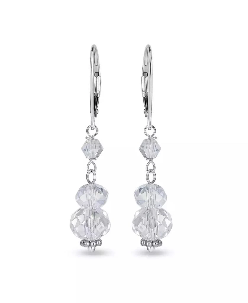 Bling Jewelry Clear Rondelle Crystal Dangle Earrings Sterling Silver Lever Back 2