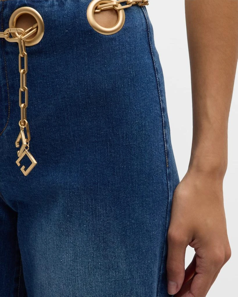 Cult Gaia Sydney Belted Grommet Wide-Leg Denim Pants 5