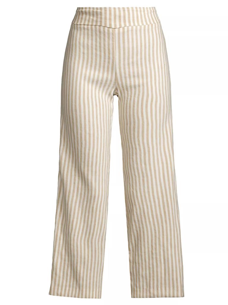 Avenue Montaigne Alex Linen-Blend Ankle-Crop Pants