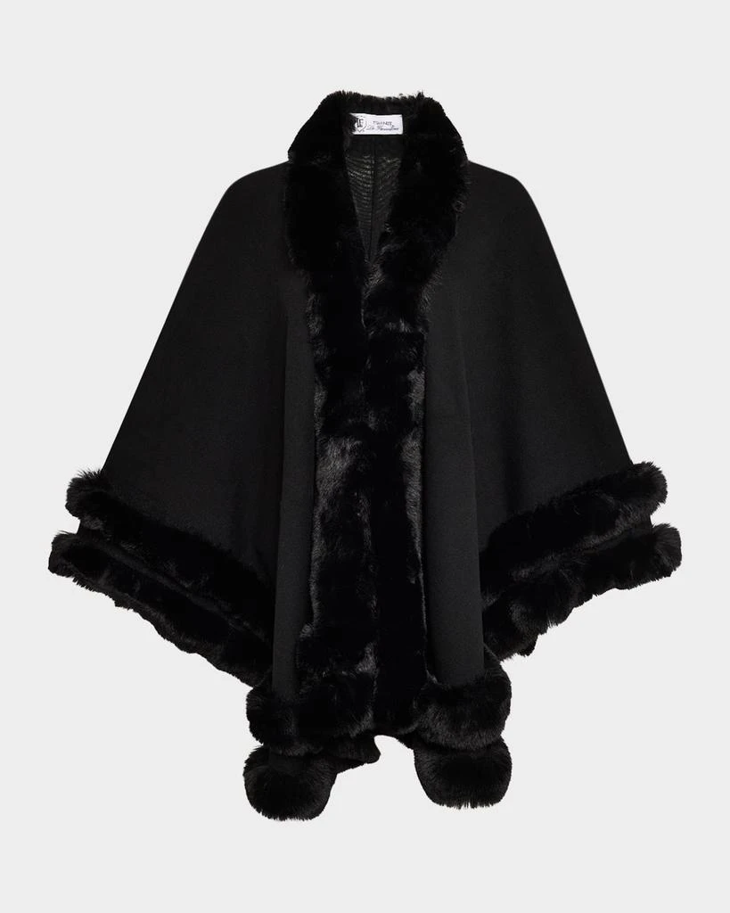 La Fiorentina Ruana Shawl W/ Faux Fur Trim 1