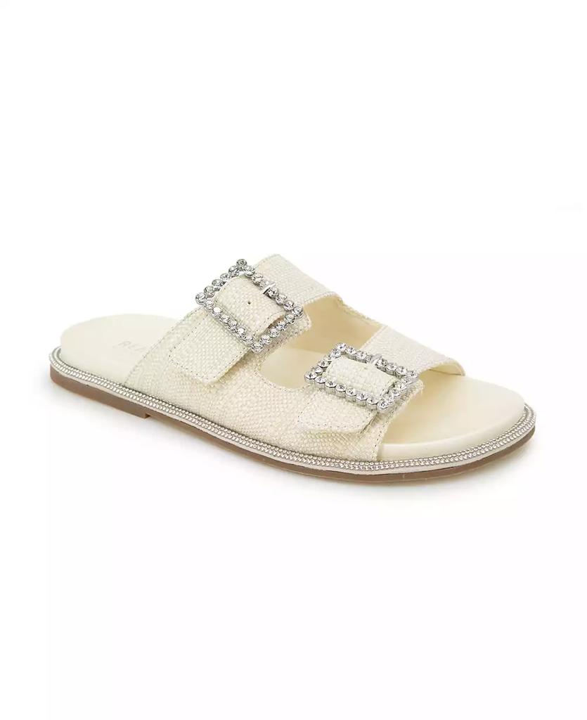 Kenneth Cole Women's Sydney Two Band Jewel Buckle Flat Sandals
