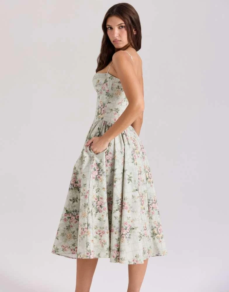 House of CB House of CB Samaria corset midi dress in sage floral 3