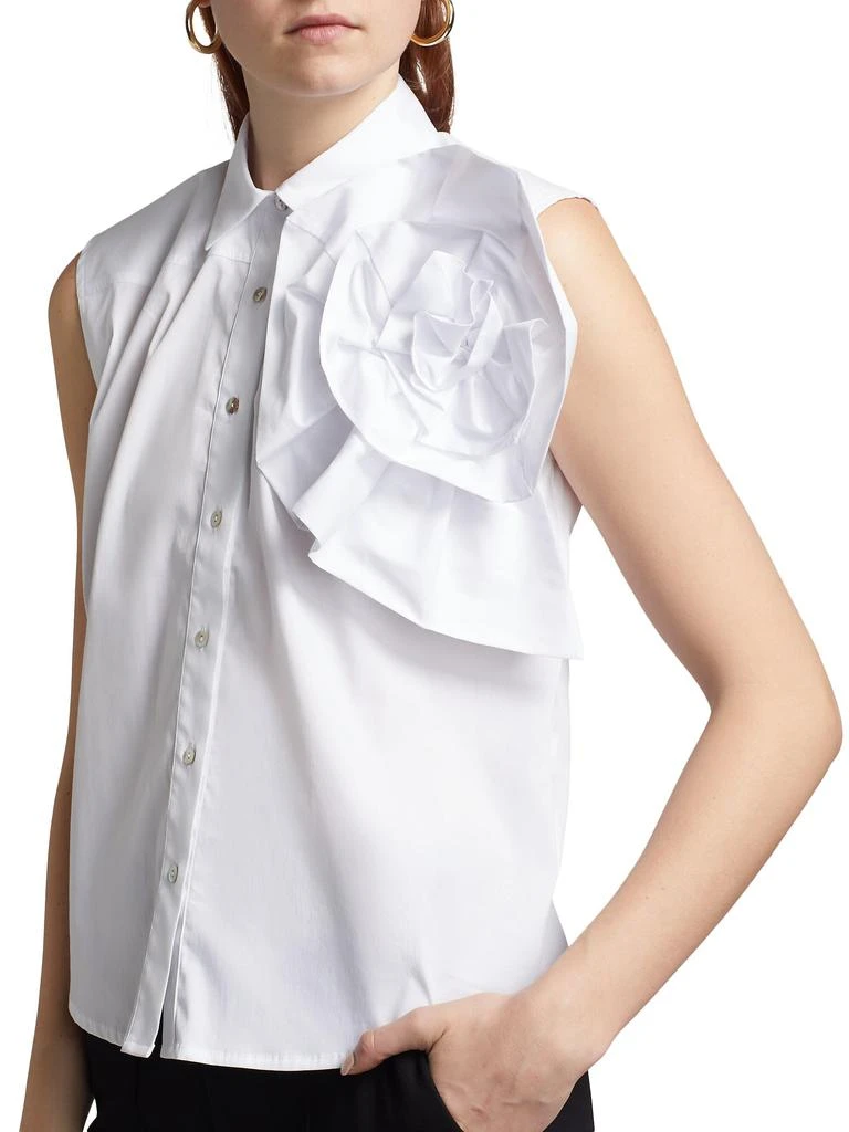 Chiara Boni Fusina Rosette-Accent Cotton Button-Front Top 4