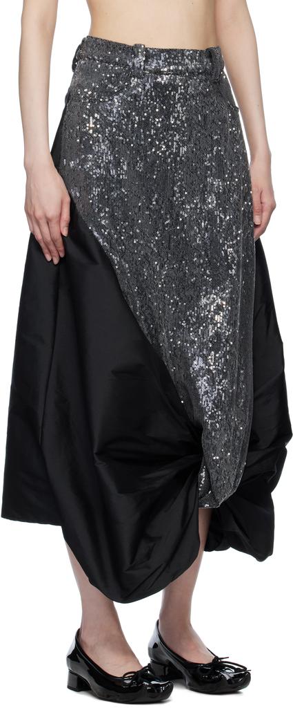 PAULA CANOVAS DEL VAS Black Boletus Midi Skirt