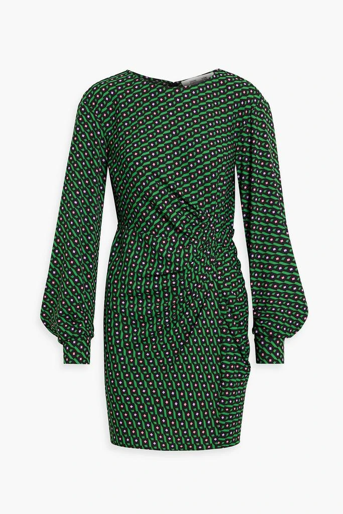 Diane von Furstenberg Coraline ruched printed crepe mini dress 1