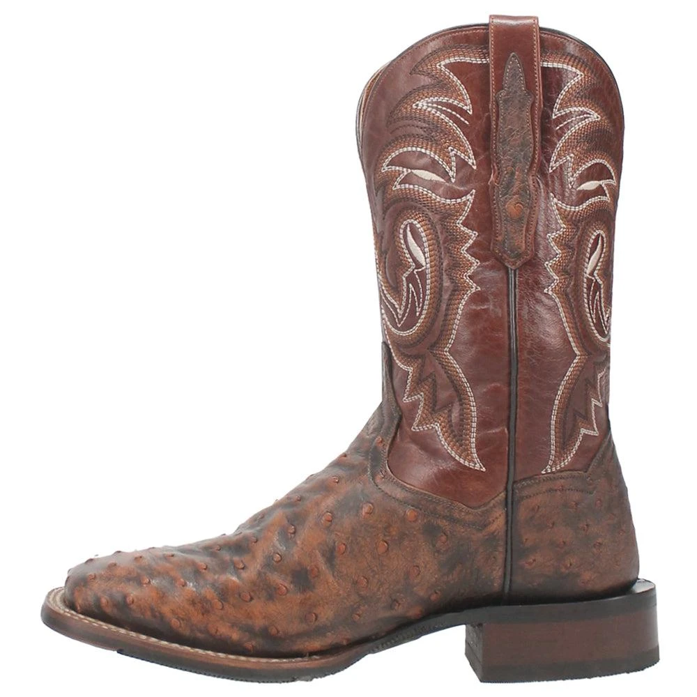 Dan Post Boots Dillinger Full Quill Ostrich Embroidered Square Toe Pull On Cowboy Boot 3