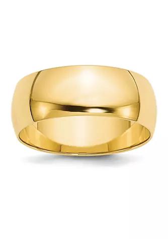 Belk & Co. Women's 14K Yellow Gold 8 Millimeter Lightweight Half Round Band