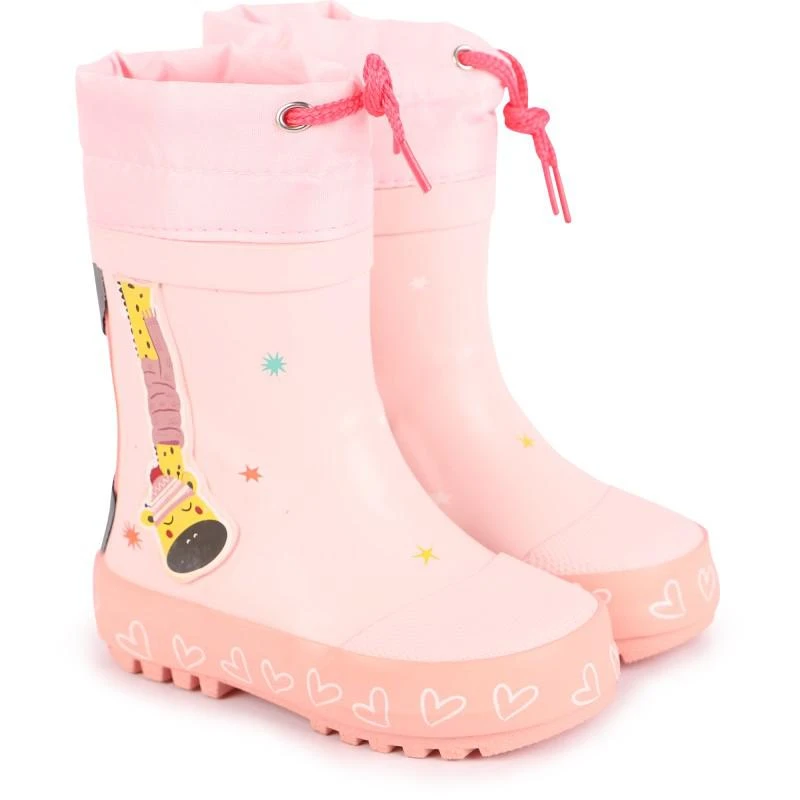 GIOSEPPO Vogar babies baby pink rubber boots with rubber patches 1
