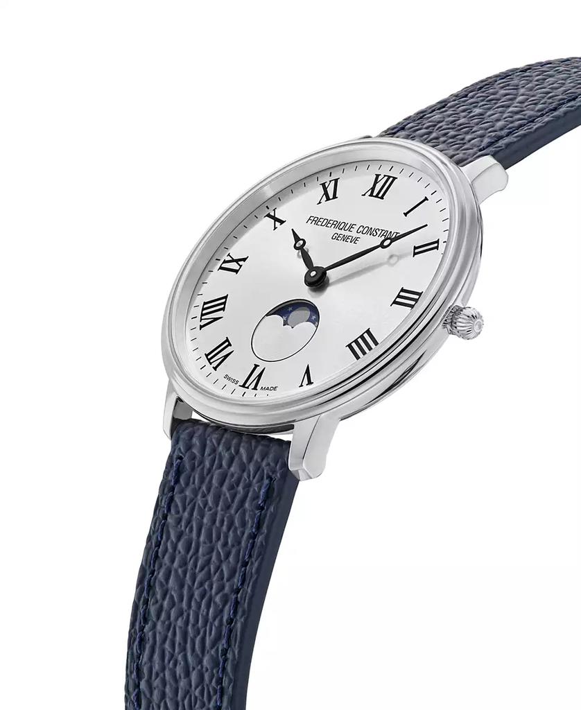 Frederique Constant Men's Classics Quartz Moonphase Blue Leather Strap Watch 39mm