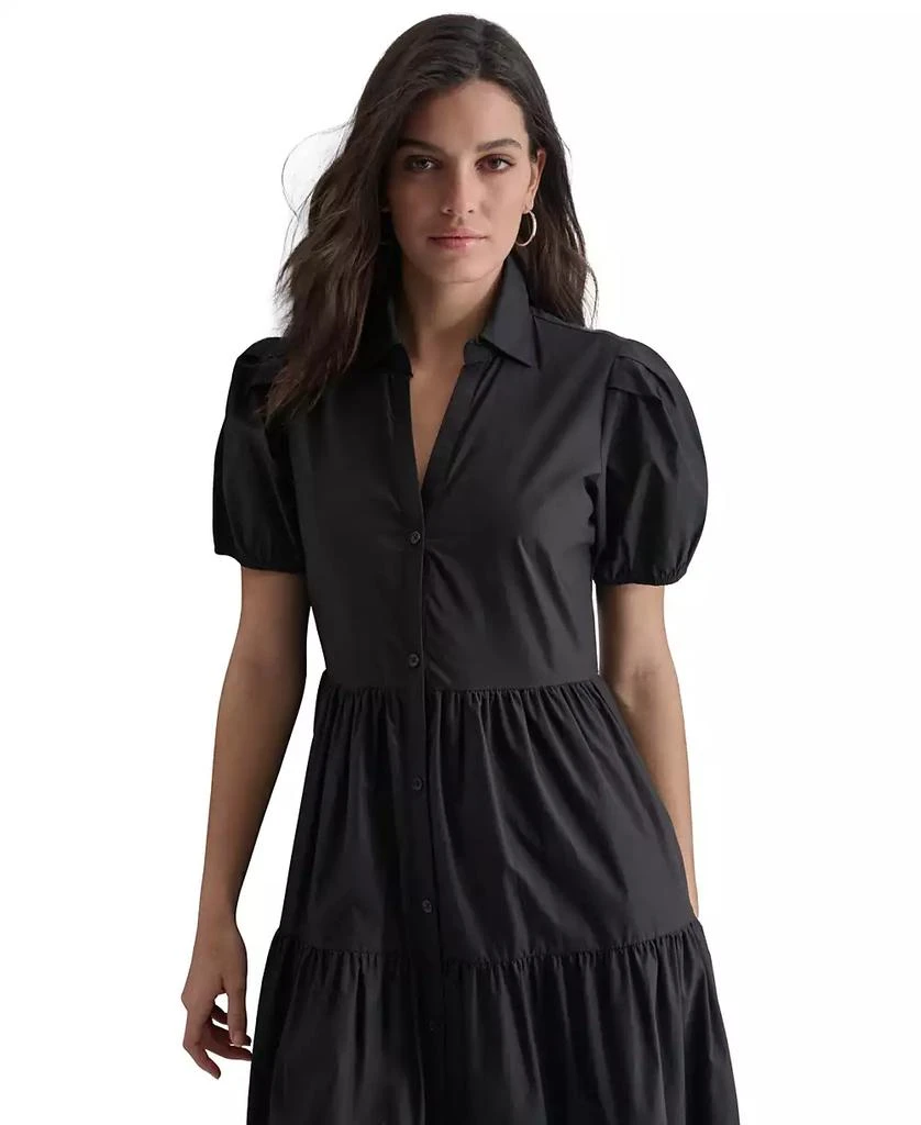 DKNY DKNY Women's Puffed-Sleeve Tiered Shirtdress 4
