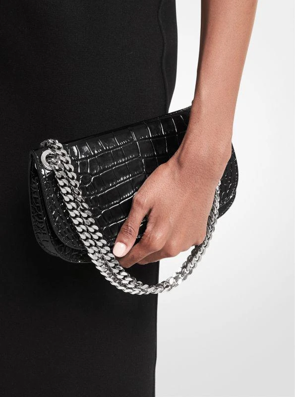 Michael Kors Christie Crocodile Embossed Leather Envelope Bag 4