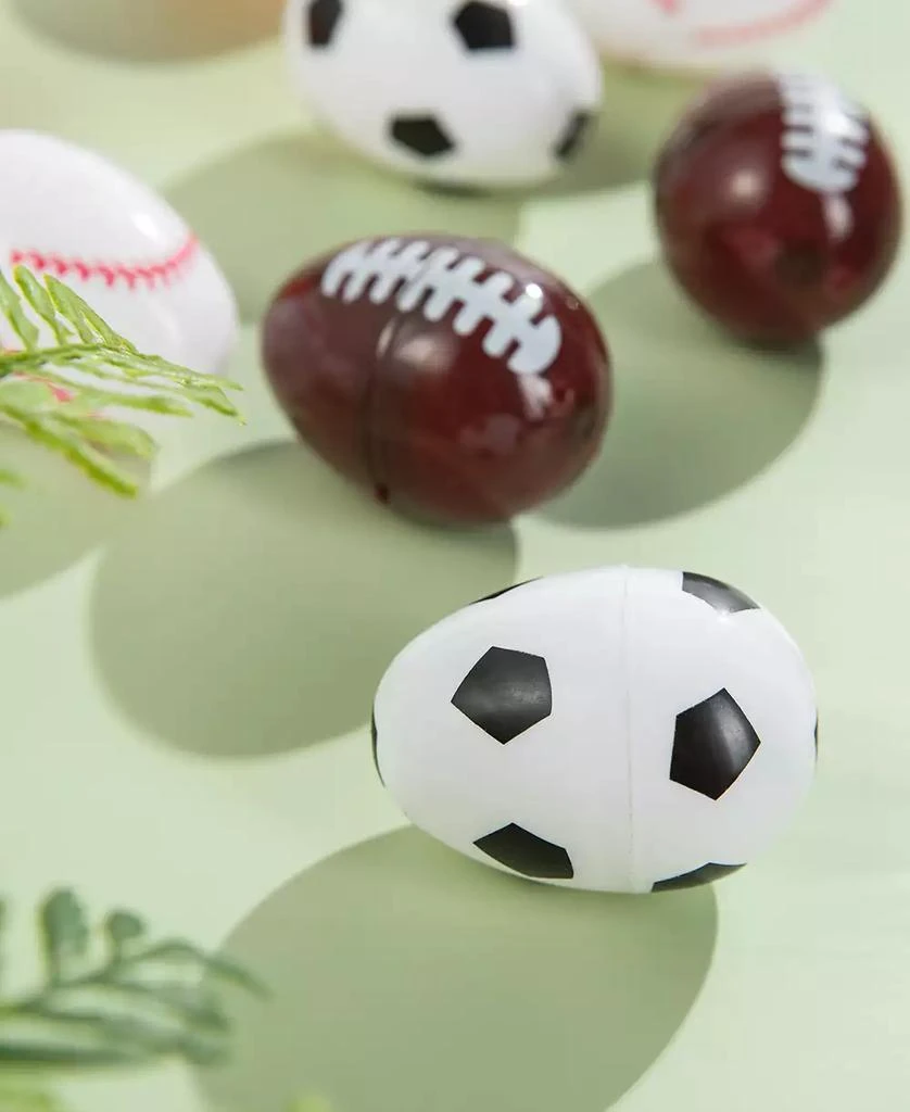 Glitzhome 48 Pack 2.25" H Easter Plastic Fillable Sports Eggs, 12 of Each Basketball, Football, Baseball, Soccer 4