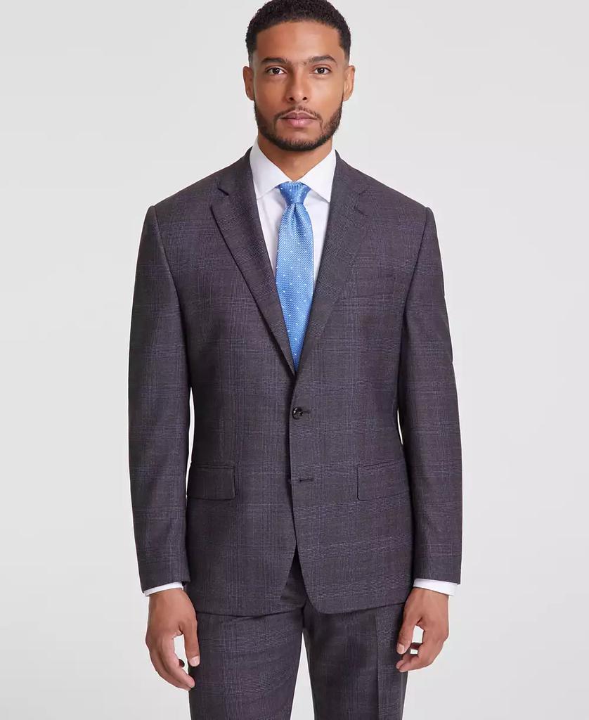 Men Classic Fit Wool Blend Suit Separate Jacket Brown blue 38R