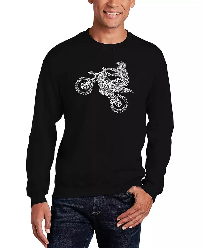 LA Pop Art Men's Freestyle Motocross - FMX Word Art Crewneck Sweatshirt 1