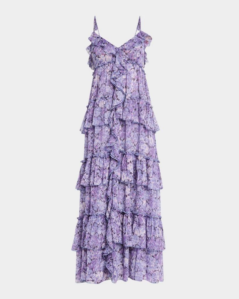 Cinq a Sept Fadrid Painted Hydrangea Ruffle Midi Dress 1