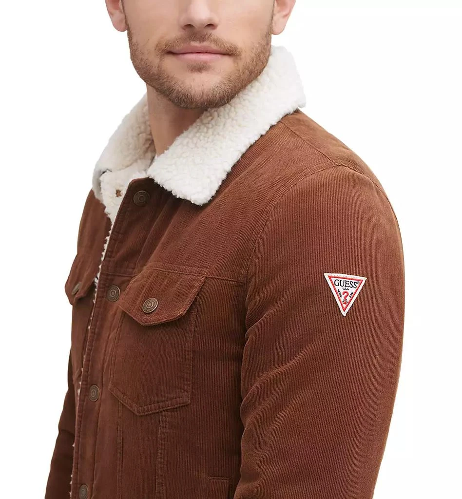 GUESS Men's Corduroy Bomber Jacket with Sherpa Collar 4