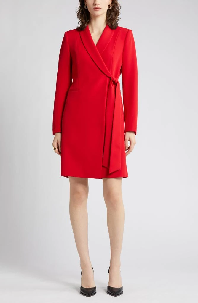 Tahari Side Tie Long Sleeve Wrap Coat Dress 8