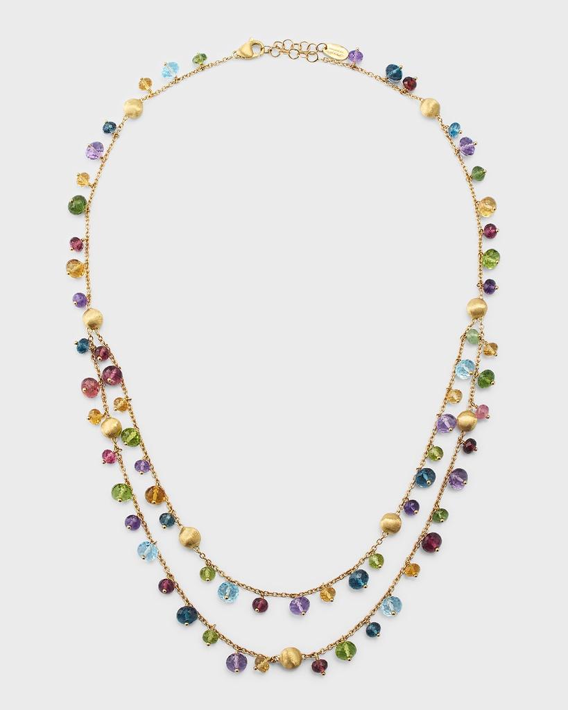 Marco Bicego 18K Yellow Gold Africa 2 Strand Necklace with Graduated Mixed Gems