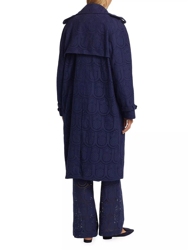 Farm Rio Eyelet Cotton Double-Breasted Trench Coat 5