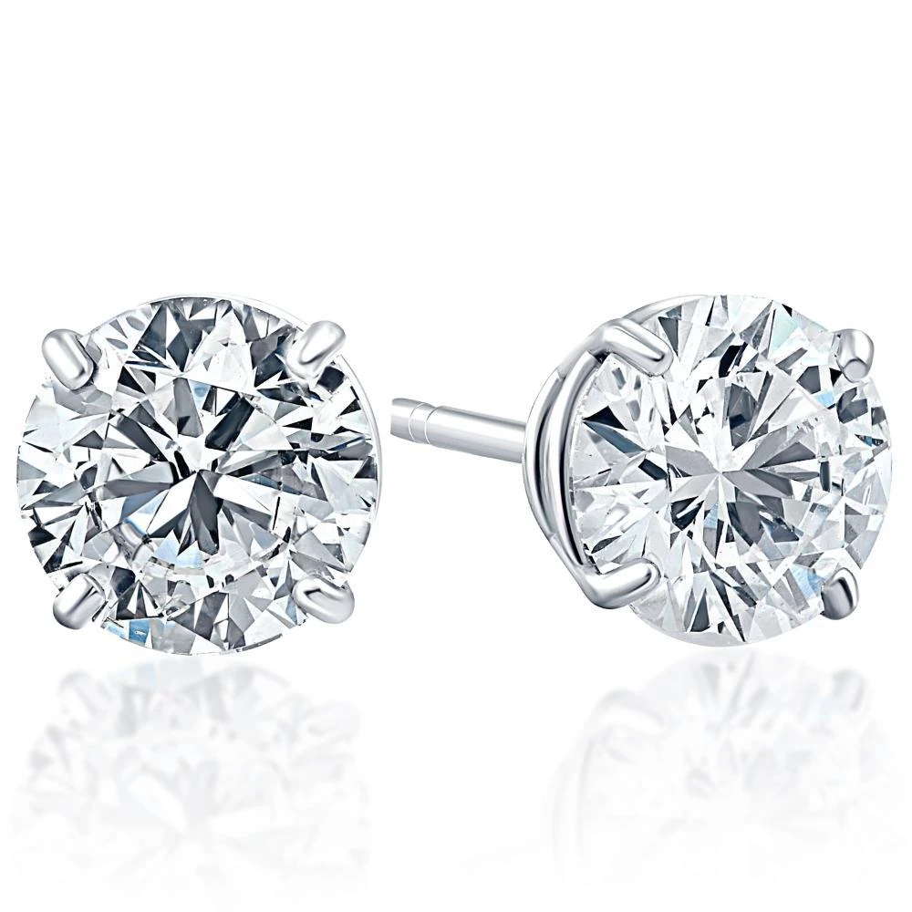 Pompeii3 .25Ct Round Brilliant Cut Natural Diamond Stud Earrings in 14K Gold Basket Setting 2