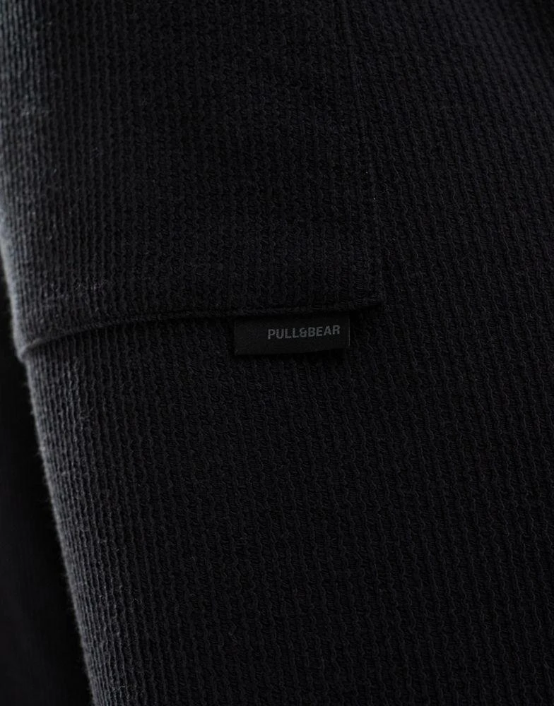 Pull&Bear Pull&Bear textured co-ord trouser in black 5