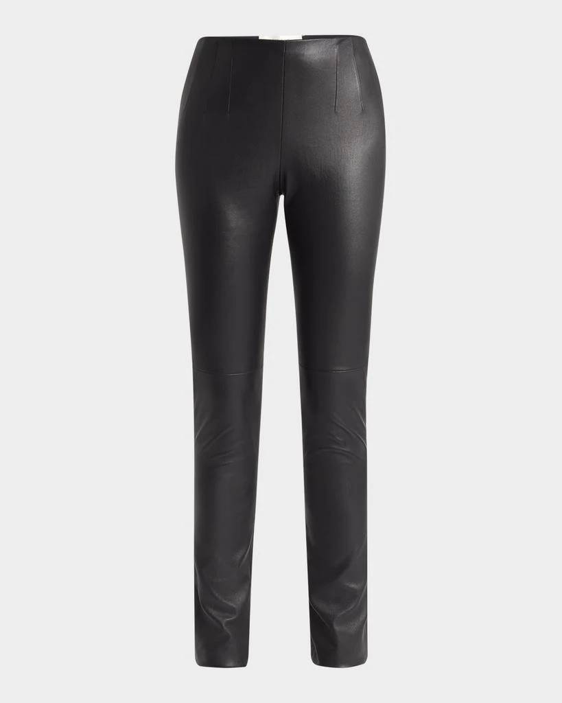 The Row Lakun Leather Skinny-Leg Slit-Hem Pants 1