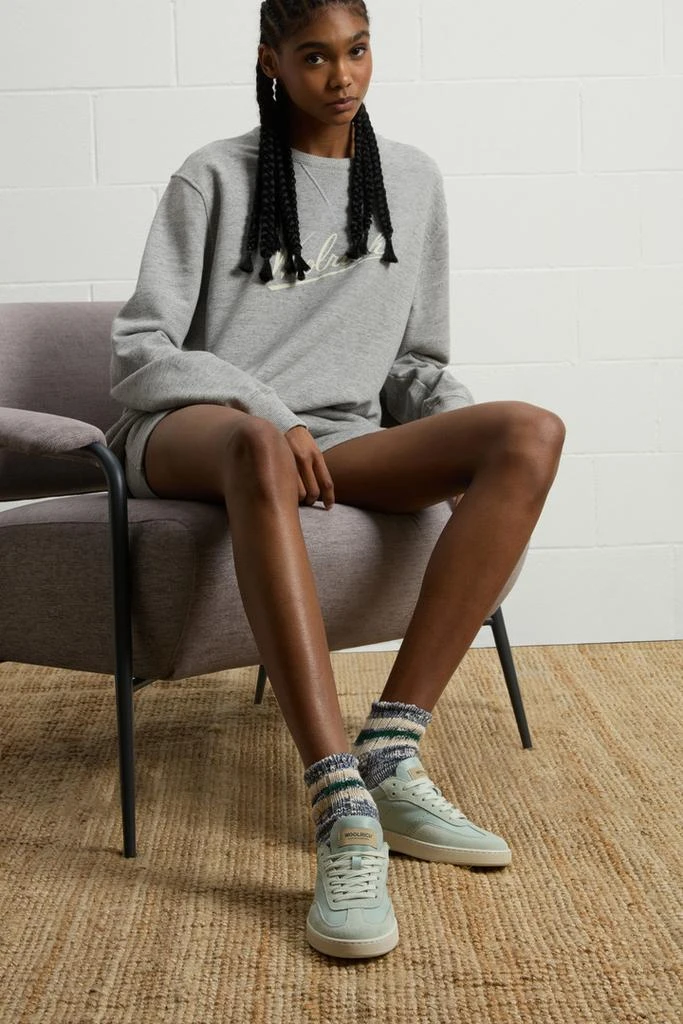Woolrich Swing Court Leather Sneakers with Suede Details - Women - Green 7