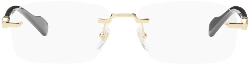 Gucci Gold & Black Rimless Rectangle Glasses 1